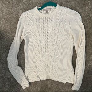 Banana Republic Women’s Cream Cable Knit Sweater Size Small S Fisherman core